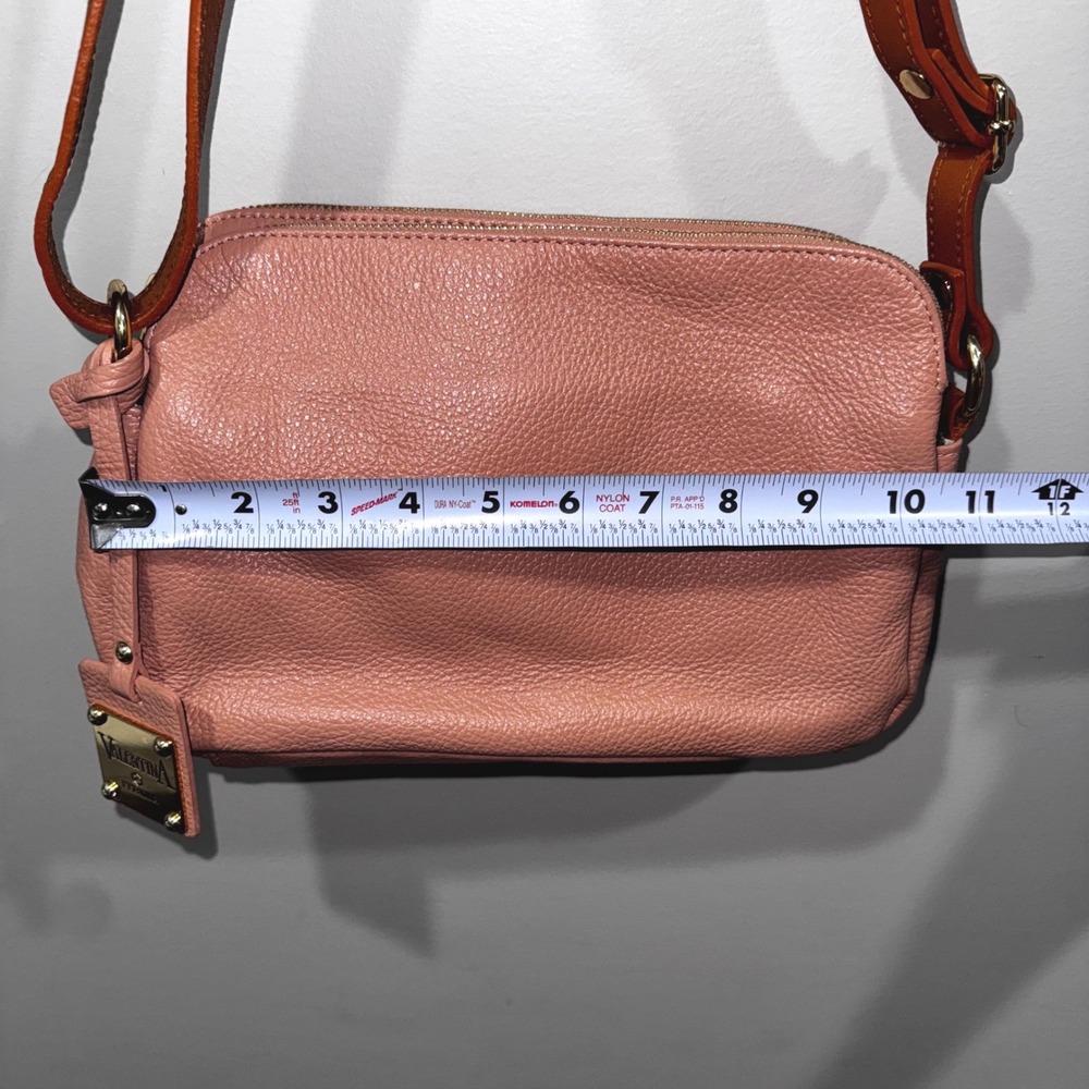 Valentina Crossbody Bag Womens Medium Pink Excellent Pebbled Leather‎ Italy Zip - Picture 8 of 14